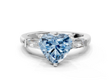 White gold Fancy Blue Heart  Solitaire with Tapered Baguette Side Stones on a Classic Band with Four-Prong Setting_129