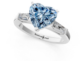 White gold Fancy Blue Heart  Solitaire with Tapered Baguette Side Stones on a Classic Band with Four-Prong Setting_130