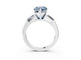 White gold Fancy Blue Heart  Solitaire with Tapered Baguette Side Stones on a Classic Band with Four-Prong Setting_132