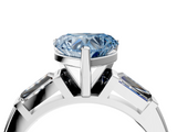 White gold Fancy Blue Heart  Solitaire with Tapered Baguette Side Stones on a Classic Band with Four-Prong Setting_132