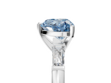 White gold Fancy Blue Heart  Solitaire with Tapered Baguette Side Stones on a Classic Band with Four-Prong Setting_133