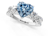 White gold Fancy Blue Heart  Three-Stone Diamond Ring with Pavé Split Shank and Four-Prong Setting_65