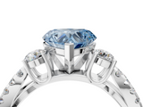 White gold Fancy Blue Heart  Three-Stone Diamond Ring with Pavé Split Shank and Four-Prong Setting_67