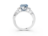 White gold Fancy Blue Heart  Three-Stone Diamond Ring with Pavé Split Shank and Four-Prong Setting_67