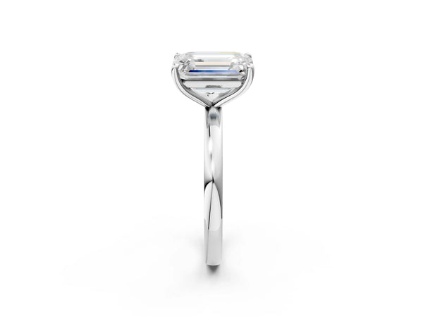 Platinum Fancy Blue Heart  and Emerald Cut Toi Moi Ring with Prong Setting