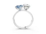 White gold Fancy Blue Heart  and Emerald Cut Toi Moi Ring with Prong Setting_49