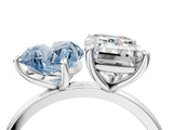 White gold Fancy Blue Heart  and Emerald Cut Toi Moi Ring with Prong Setting_50