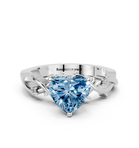 White gold Fancy Blue Heart cut Solitaire Twisted Band Prong Setting Ring_15