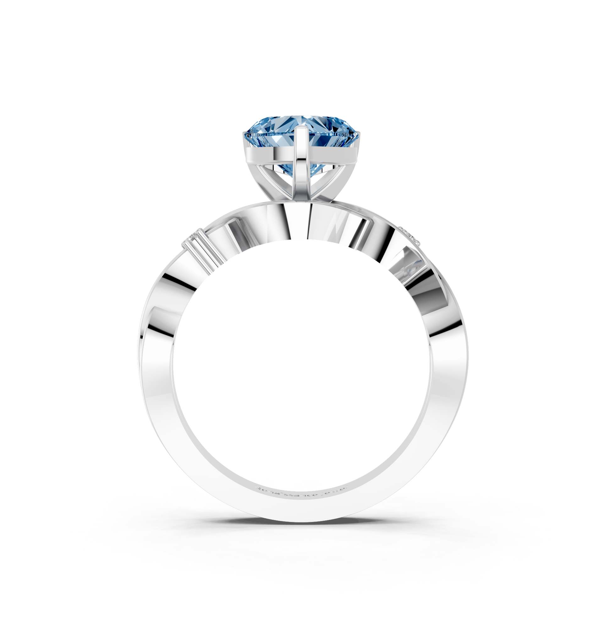 White gold Fancy Blue Heart cut Solitaire Twisted Band Prong Setting Ring_9