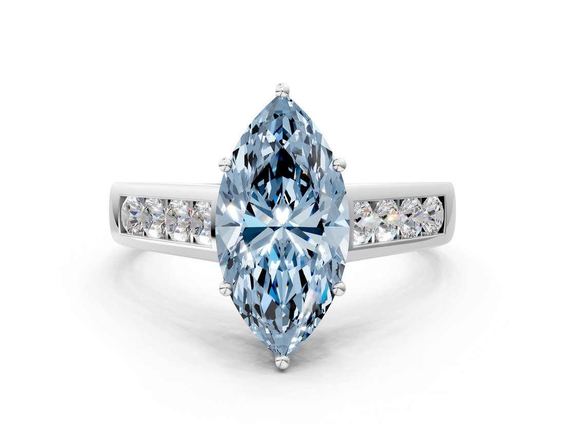 White gold Fancy Blue Marquise  Brilliant Channel-Set Solitaire Ring with Four-Prong Setting_20