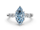 White gold Fancy Blue Marquise  Brilliant Cut Diamond Five-Stone Prong Set Engagement Ring with Channel Band_3