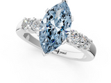 White gold Fancy Blue Marquise  Brilliant Cut Diamond Five-Stone Prong Set Engagement Ring with Channel Band_4