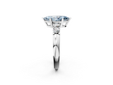 White gold Fancy Blue Marquise  Brilliant Cut Diamond Five-Stone Prong Set Engagement Ring with Channel Band_5
