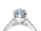 White gold Fancy Blue Marquise  Brilliant Diamond Solitaire with Pavé Band and Four-Prong Setting 5