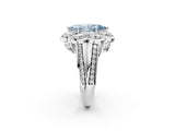 White gold Fancy Blue Marquise  Brilliant Flower Halo Diamond Split Shank Ring_131
