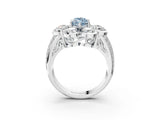 White gold Fancy Blue Marquise  Brilliant Flower Halo Diamond Split Shank Ring_132