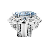 White gold Fancy Blue Marquise  Brilliant Flower Halo Diamond Split Shank Ring_134