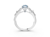 White gold Fancy Blue Marquise  Brilliant Solitaire with Leaf Motif Band and Four-Prong Setting_60
