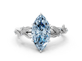 White gold Fancy Blue Marquise  Brilliant Solitaire with Leaf Motif Band and Four-Prong Setting_62