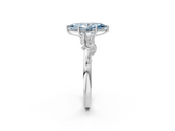 White gold Fancy Blue Marquise  Brilliant Solitaire with Leaf Motif Band and Four-Prong Setting_64