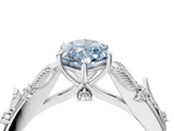 White gold Fancy Blue Marquise  Brilliant Solitaire with Leaf Motif Band and Four-Prong Setting_65
