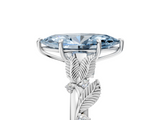 White gold Fancy Blue Marquise  Brilliant Solitaire with Leaf Motif Band and Four-Prong Setting_66
