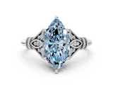 White gold Fancy Blue Marquise  Brilliant Solitaire with Pave Band and Four-Prong Setting_20