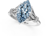 White gold Fancy Blue Marquise  Brilliant Solitaire with Pave Band and Four-Prong Setting_21