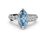 White gold Fancy Blue Marquise  Brilliant Solitaire with Side Stones on a Pave Band and Four-Prong Setting_24