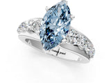 White gold Fancy Blue Marquise  Brilliant Solitaire with Side Stones on a Pave Band and Four-Prong Setting_25