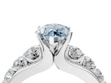White gold Fancy Blue Marquise  Brilliant Solitaire with Side Stones on a Pave Band and Four-Prong Setting_28
