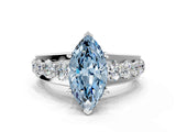 White gold Fancy Blue Marquise  Brilliant Solitaire with Side Stones on a Pave Band and Four-Prong Setting_78