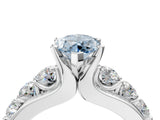 White gold Fancy Blue Marquise  Brilliant Solitaire with Side Stones on a Pave Band and Four-Prong Setting_82