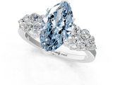 White gold Fancy Blue Marquise  Cluster Diamond Engagement Ring with Pavé Band and Four-Prong Setting_46