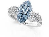 White gold Fancy Blue Marquise  Cluster Diamond Engagement Ring with Pavé Band and Four-Prong Setting_48