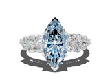 White gold Fancy Blue Marquise  Cluster Diamond Engagement Ring with Pavé Band and Four-Prong Setting_49