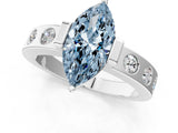 White gold Fancy Blue Marquise Cut Brilliant Channel-Set Diamond Ring with Bezel Prong Setting_13