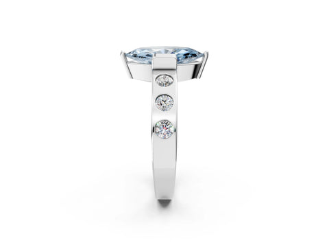 White gold Fancy Blue Marquise Cut Brilliant Channel-Set Diamond Ring with Bezel Prong Setting_14