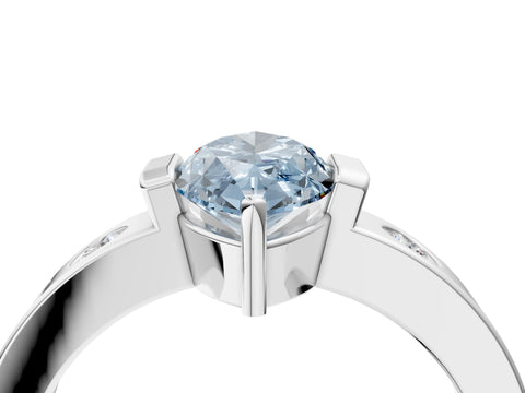 White gold Fancy Blue Marquise Cut Brilliant Channel-Set Diamond Ring with Bezel Prong Setting_16