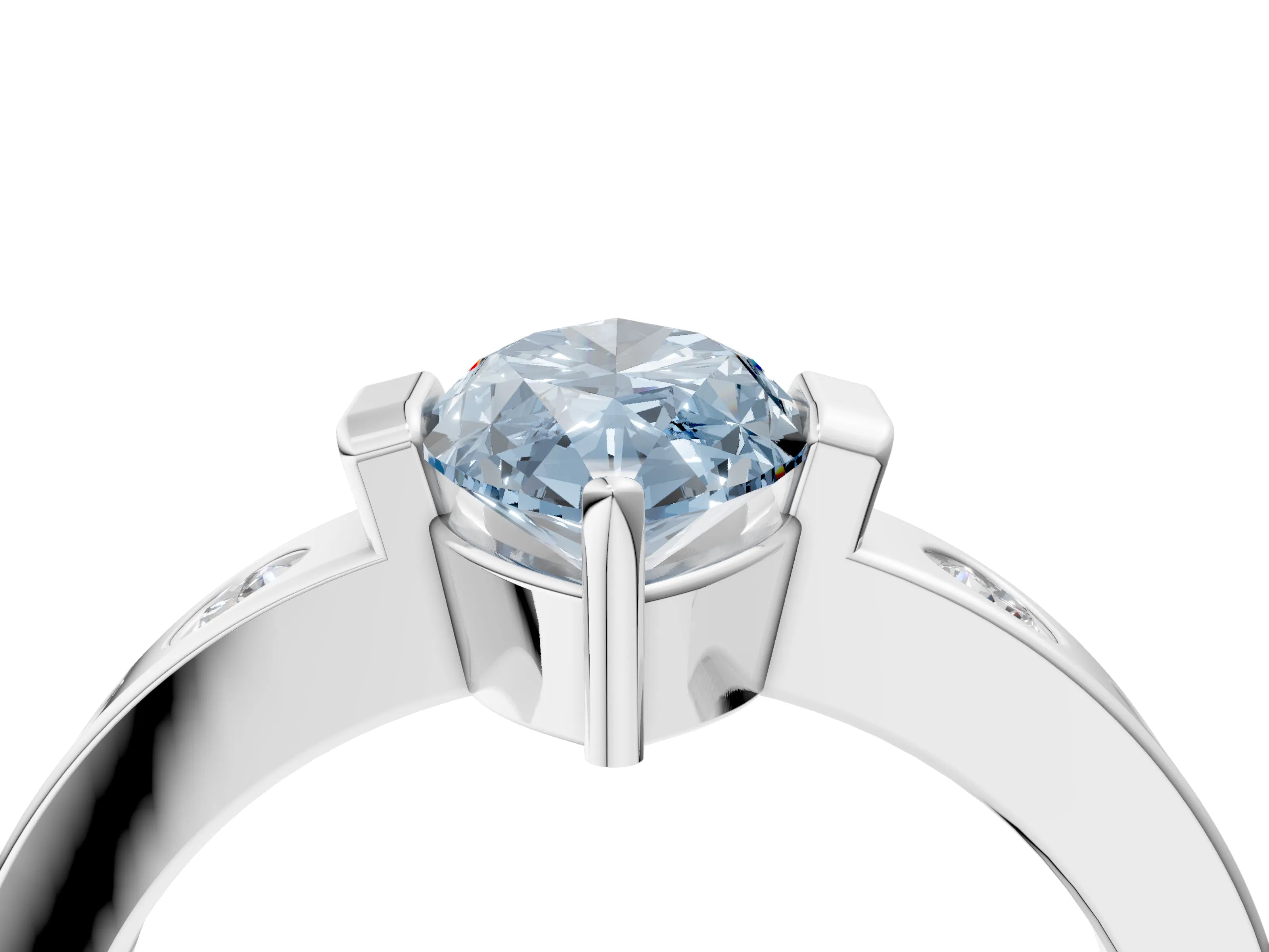White gold Fancy Blue Marquise Cut Brilliant Channel-Set Diamond Ring with Bezel Prong Setting_16