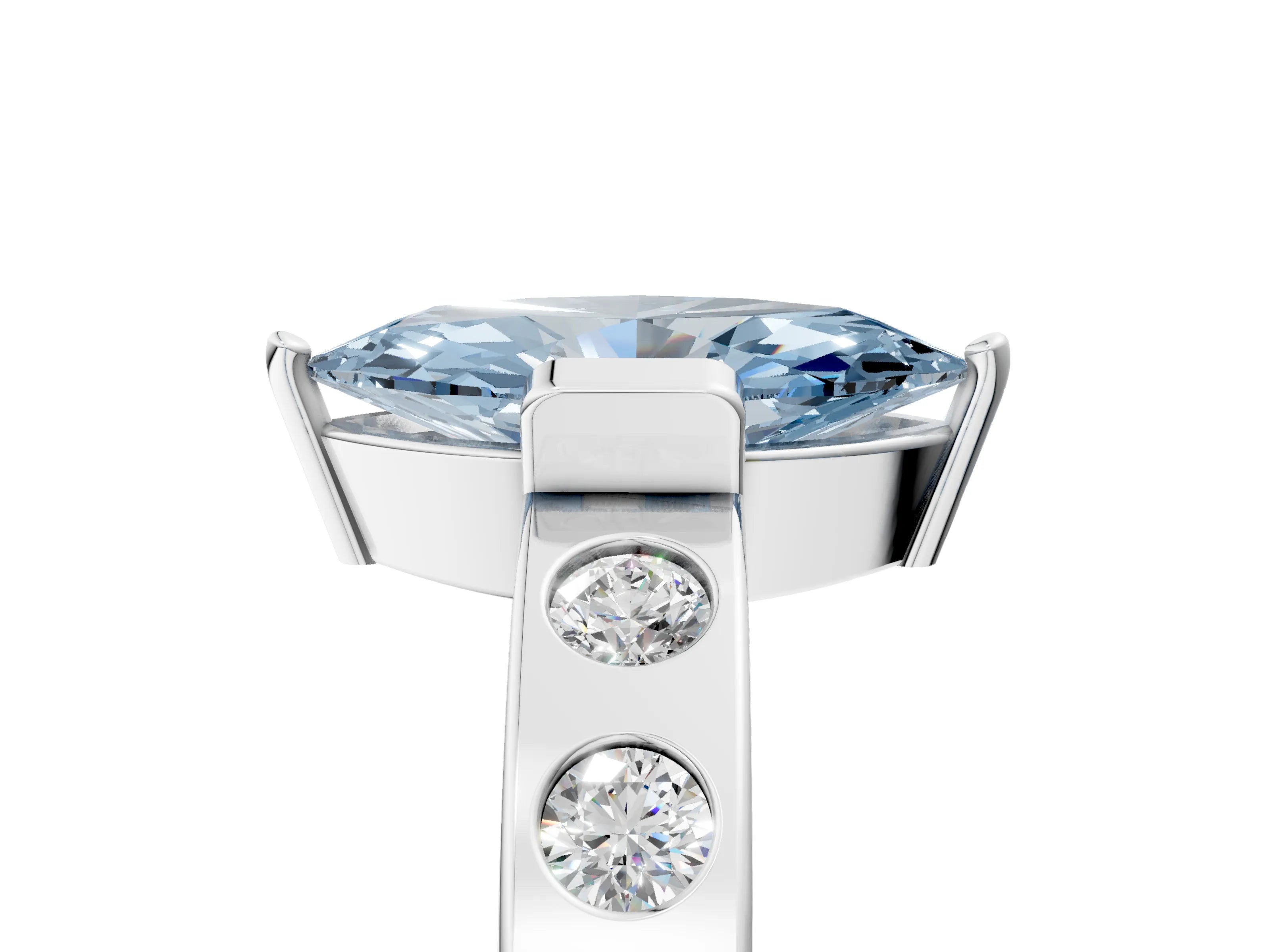 White gold Fancy Blue Marquise Cut Brilliant Channel-Set Diamond Ring with Bezel Prong Setting_17