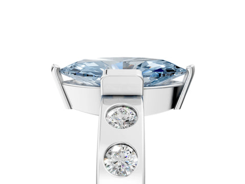White gold Fancy Blue Marquise Cut Brilliant Channel-Set Diamond Ring with Bezel Prong Setting_17