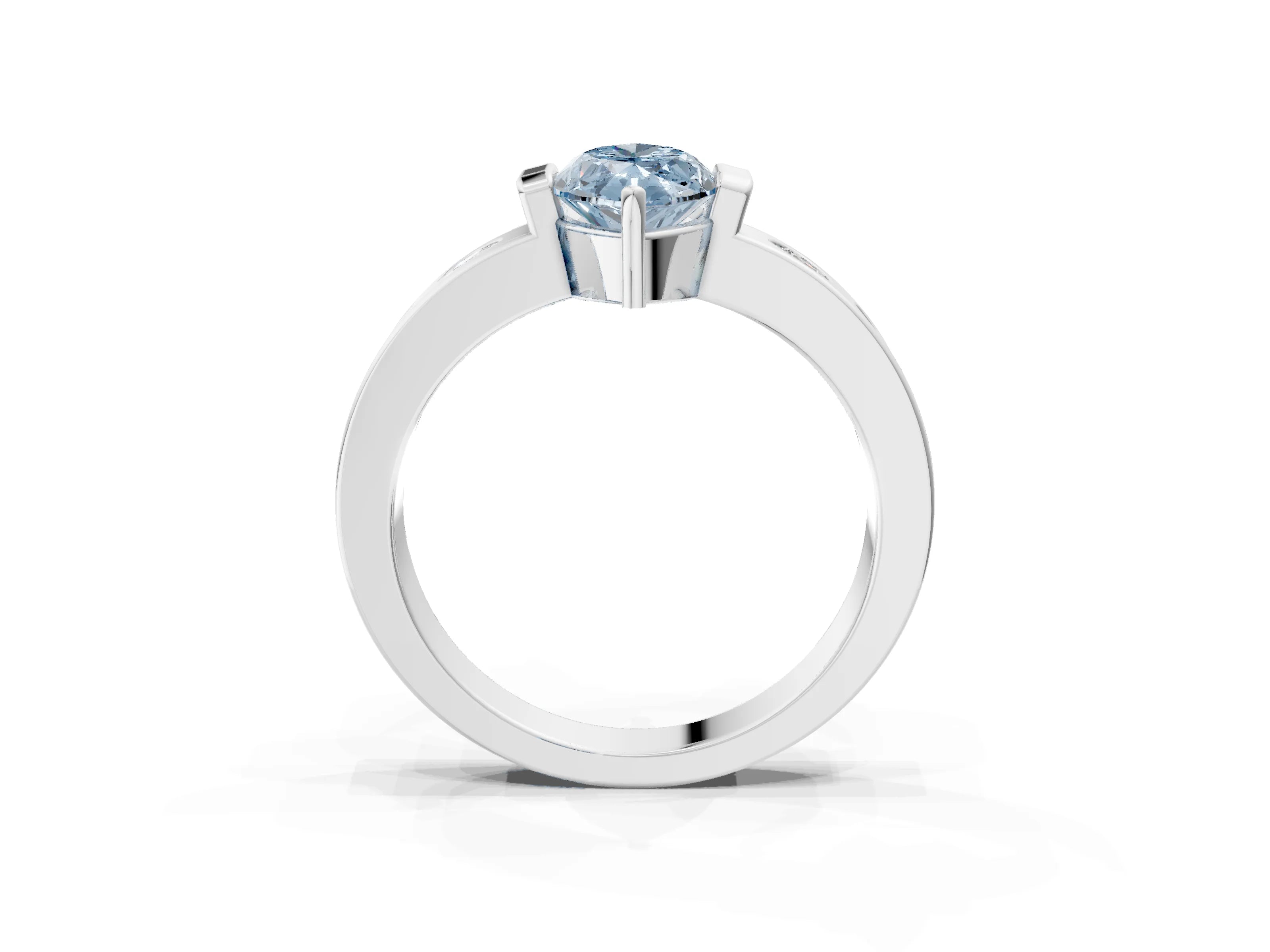 White gold Fancy Blue Marquise Cut Brilliant Channel-Set Diamond Ring with Bezel Prong Setting_3