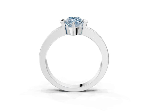 White gold Fancy Blue Marquise Cut Brilliant Channel-Set Diamond Ring with Bezel Prong Setting_3