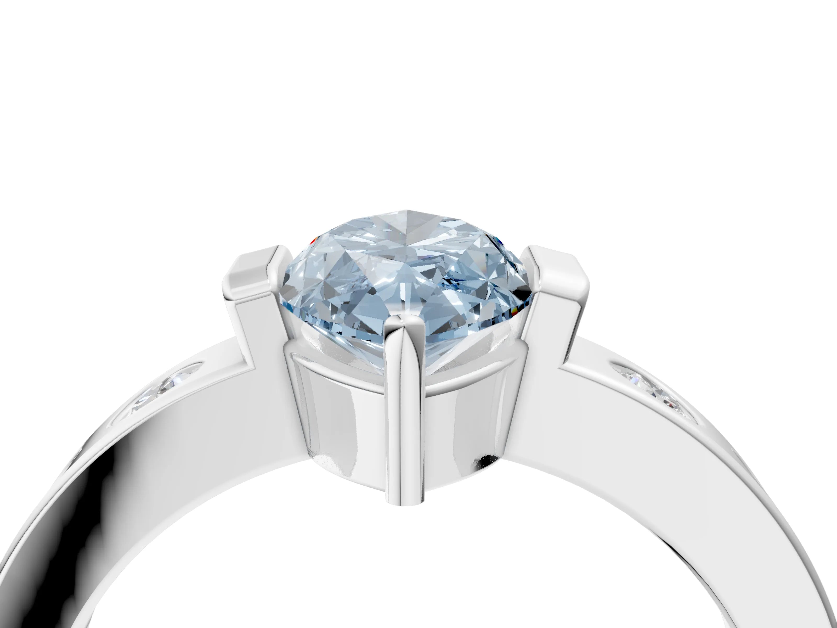 White gold Fancy Blue Marquise Cut Brilliant Channel-Set Diamond Ring with Bezel Prong Setting_4
