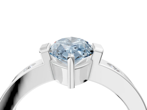 White gold Fancy Blue Marquise Cut Brilliant Channel-Set Diamond Ring with Bezel Prong Setting_4