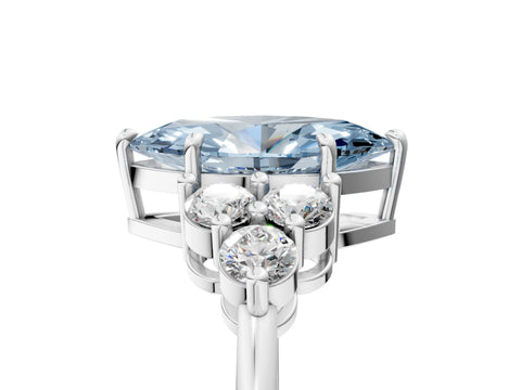 White gold Fancy Blue Marquise Cut Brilliant Diamond Cluster Accent Solitaire Ring with Prong Setting_5