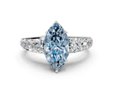 White gold Fancy Blue Marquise Cut Brilliant Diamond Pavé Band with Six-Prong Setting_12