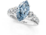 White gold Fancy Blue Marquise Cut Brilliant Diamond Pavé Band with Six-Prong Setting_13