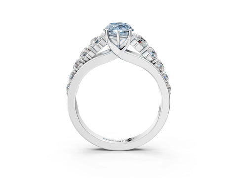 White gold Fancy Blue Marquise Cut Brilliant Diamond Pavé Band with Six-Prong Setting_3